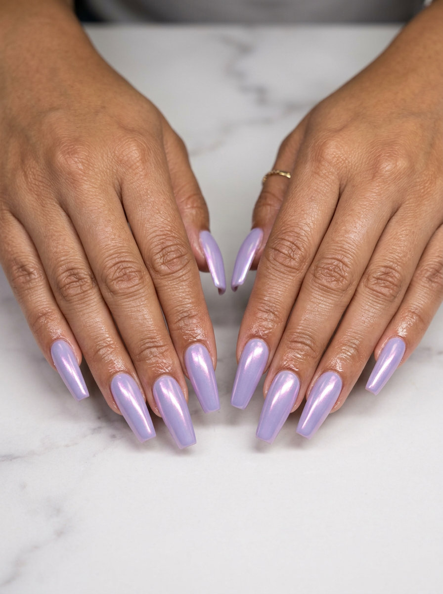 Cool lavender glazed donut nails for chic date nights and evening events in summer 2026.