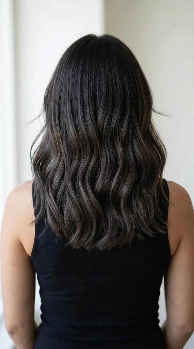 long moonlight ash balayage waves with soft layers, romantic and sophisticated