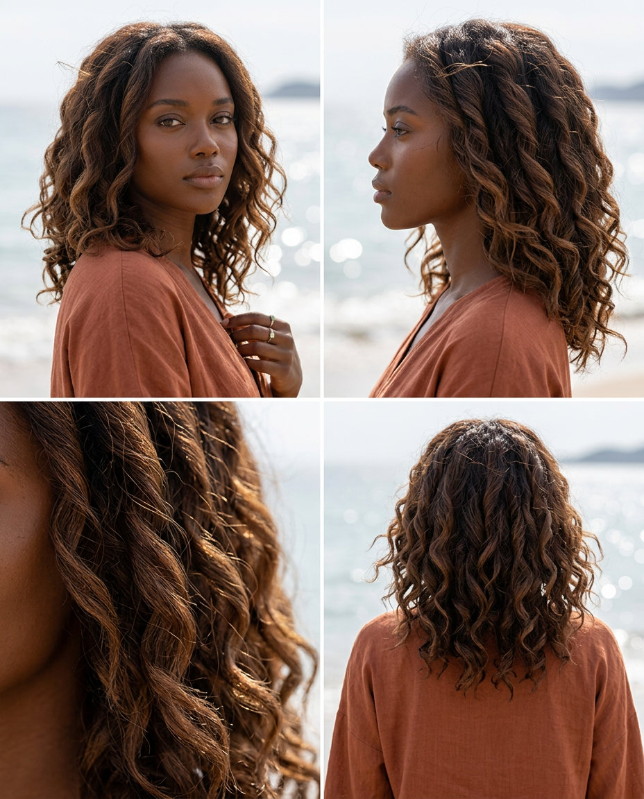 Subtle Waves 2026: Natural Brunette Hair short wavy hair with natural brunette color, subtle bends, no fringe — minimalist chic resort