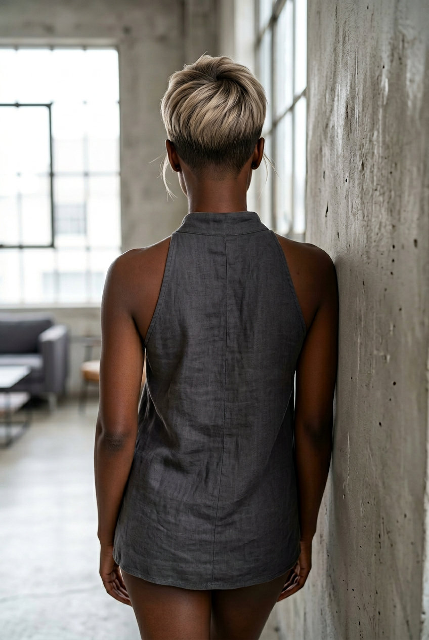 very short dimensional summer ombre hair color 2026 with neutral linen blonde, babylights & root smudge, side-swept fringe — minimalist & edgy
