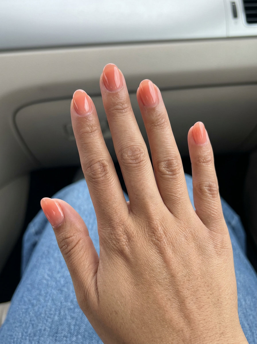 Peach Fuzz Jelly Oval Summer Nails 2026 - Juicy Glow Juicy peach fuzz jelly gradient oval summer nails 2026 for all skin tones. Playful vacation style.