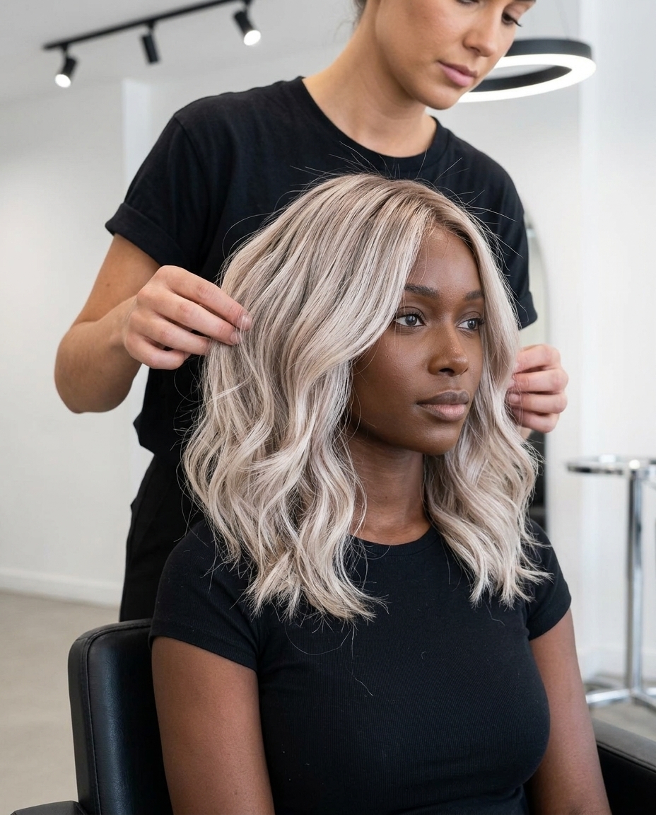 textured lob arctic pearl babylights with cool beige root shadow for summer 2026