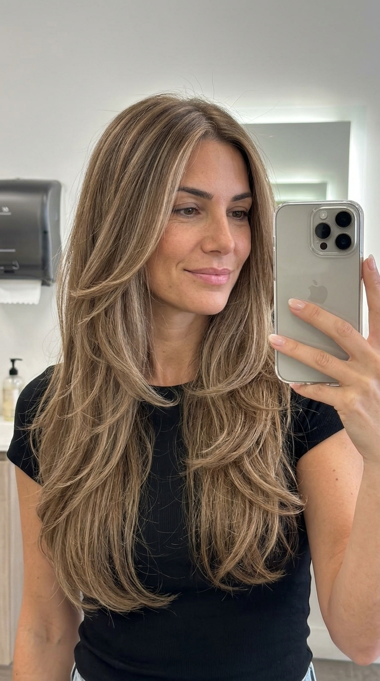 Ethereal Whisper Waves: Long Summer Hair 2026 long platinum blonde haircut with creamy beige micro-highlights and graduated layers for summer