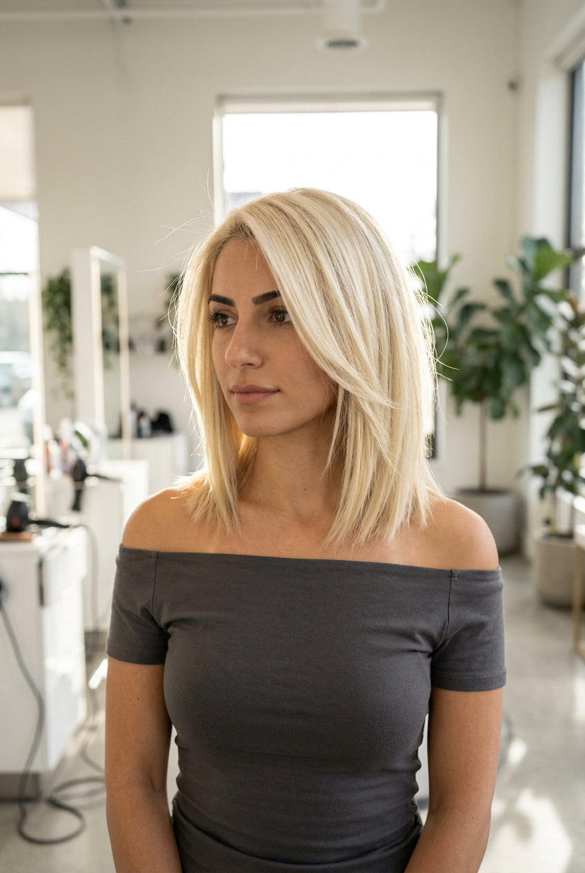 short platinum pixie haircut with textured layers and warm golden-yellow undertones for summer