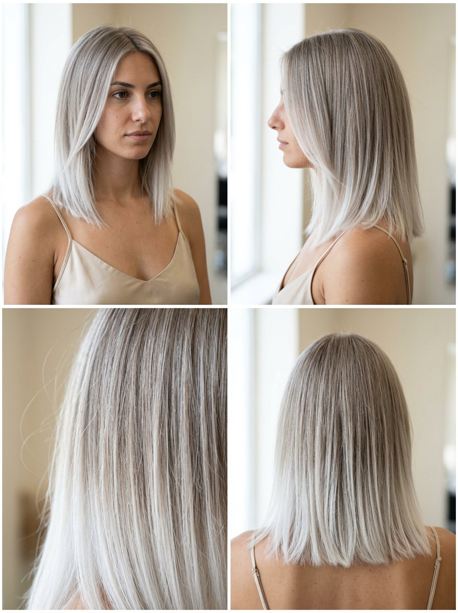 Platinum Ash Dip-Dye Hair Color 2026 long ash blonde hair color with Platinum Ash Dip-Dye, bold and playful