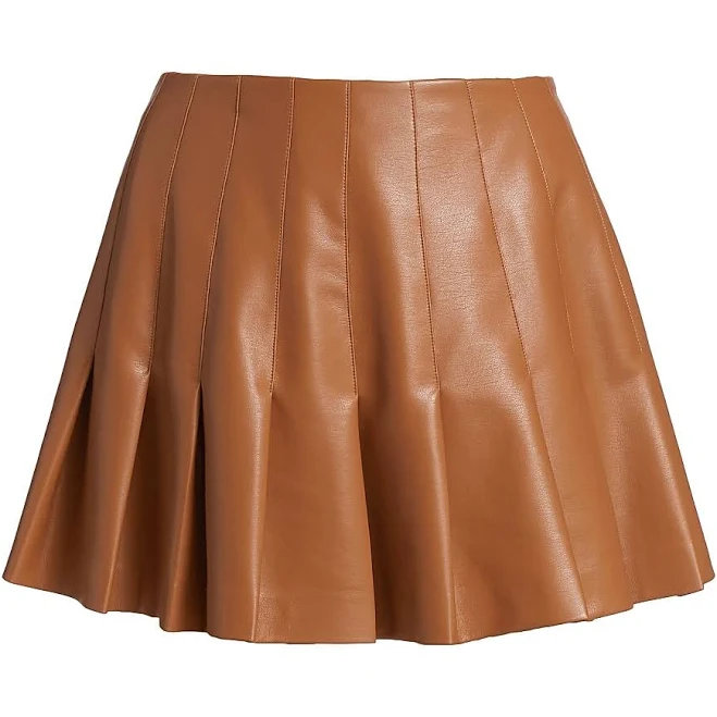 skirt Alice + Olivia Women's Carter Pleated Vegan Leather Mini Skirt Saks Fifth Avenue $250