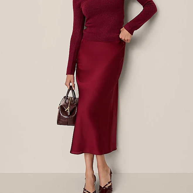 skirt Ann Taylor Women's Satin Bias Midi Slip Skirt Ann Taylor $59.93