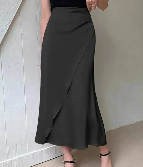skirt Asymmetric Wrap Midi Skirt with Fluted Hem Lady G Artisan Soap Company $32.54