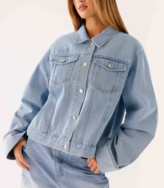 denim jacket Back Again Oversized Denim Jacket Peppermayo - US $44
