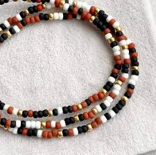 accessory Bracelet Set - Black, Terracotta Brown, Cream White & Gold - 3 Beaded Bracelets - Stretchy - 3mm Beads Etsy $19.25