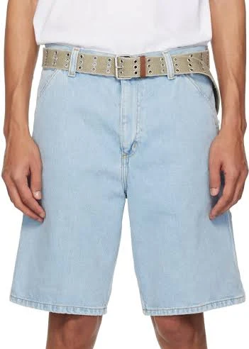 shorts Carhartt Work In Progress Men's Light Wash Single Knee Denim Shorts Blue (US 32) ssense.com $140