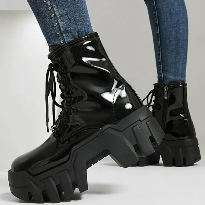 shoes Chunky Platform Lace-Up Combat Boots Trend4us $139