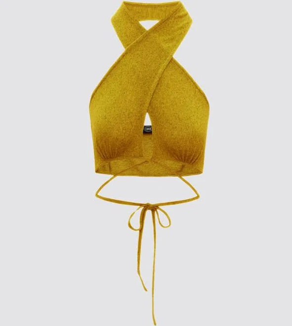 top CIDER Women's Soft Adjustable Crop Sleeveless Sexy Halter Top Fabric Summer Cider $5.37