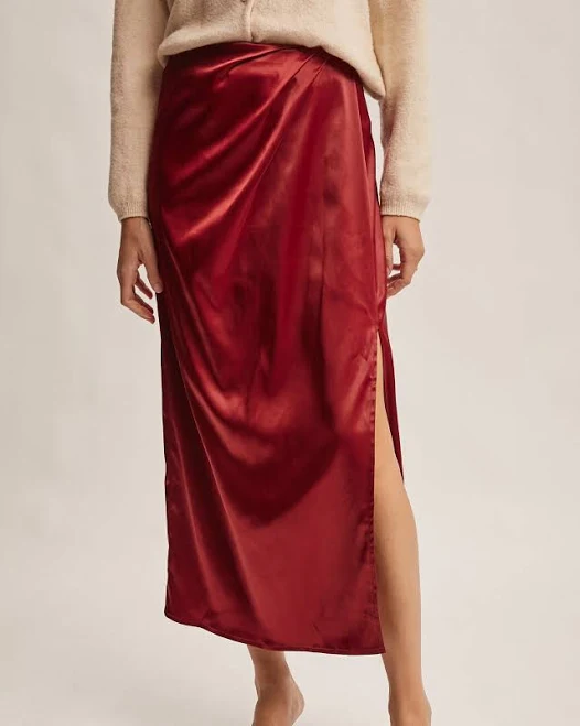 skirt Coco The Shop Satin Side-Slit Midi Skirt Blackbird Boutique $20