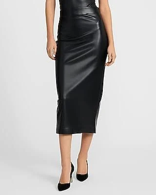 skirt Express Women's Super High Waisted Faux Leather Midi Skirt Express $51