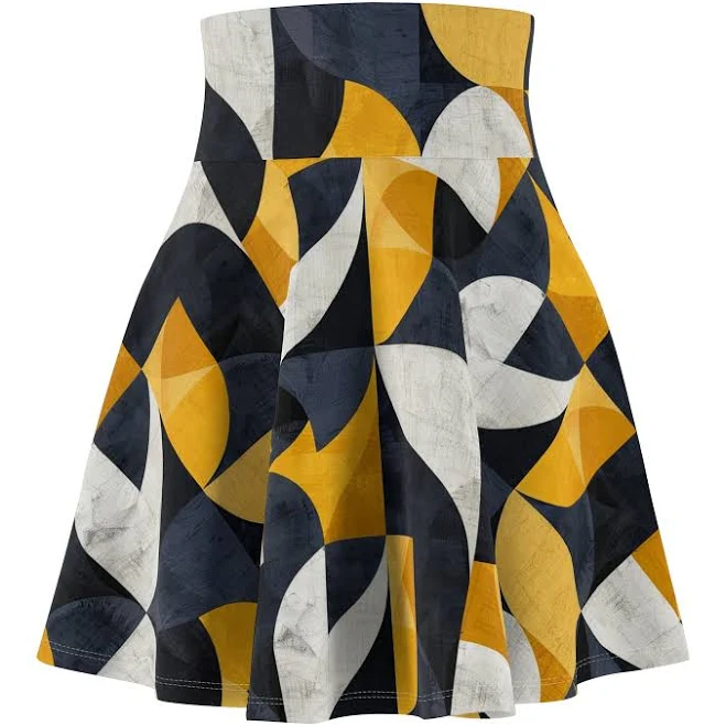 skirt Geometric Statement Skirt High Waist Knee-length Black Navy Mustard eBay - bwdesignsmerch $64