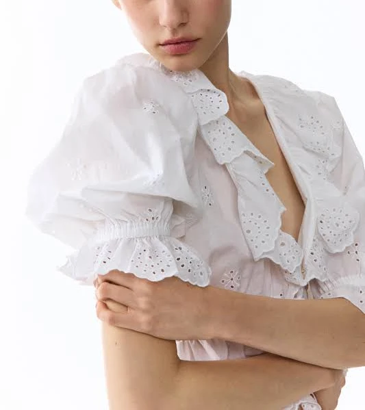 top H&M Ladies Cotton Eyelet Blouse H&M $44.99