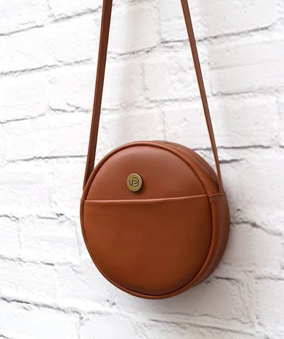 bag Handmade Vegan Leather Round Crossbody Bag Etsy - EverydayStylishBags $110.36