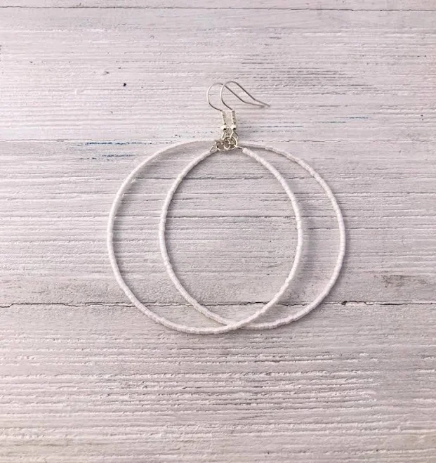 accessory Lightweight Boho Beaded Hoop Earrings Etsy - MiksJewelryShop $12