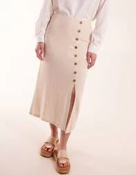 skirt Linen Button Front Midi Skirt bluevanilla.com $25