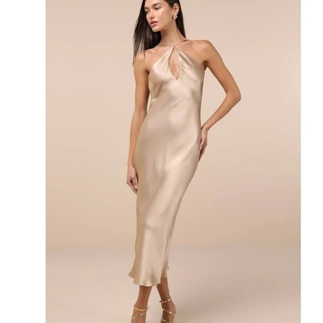 dress Lulus Satin Cutout Backless Slip Midi Dress Poshmark $30
