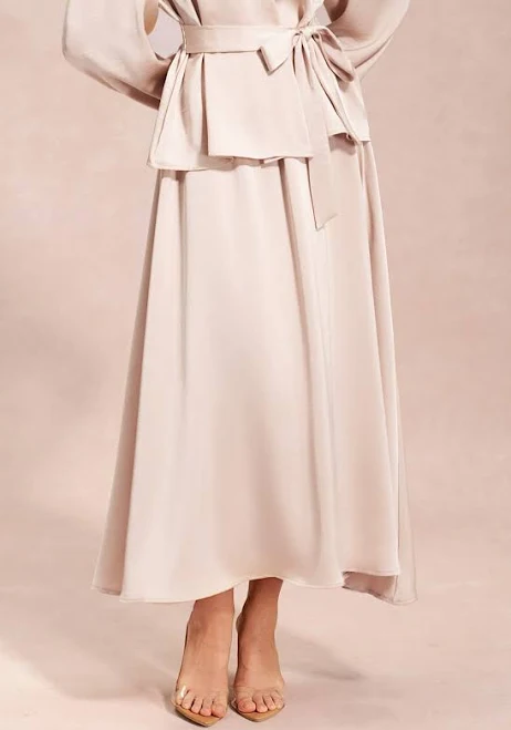 skirt Luxe Asymmetric Hemline Satin Maxi Skirt Chicwish $45.9