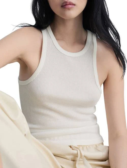 top Mango ribbed racer neck tank top Nordstrom $49.99