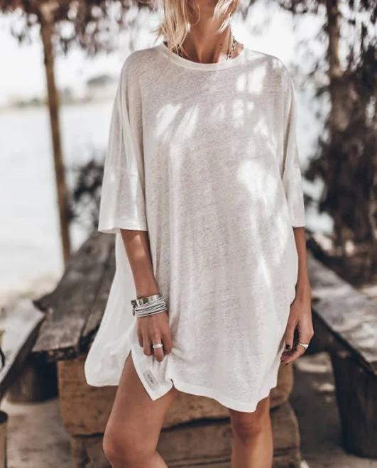 dress MIKUTA Short Loose Linen T-Shirt Dress mikuta.com $220