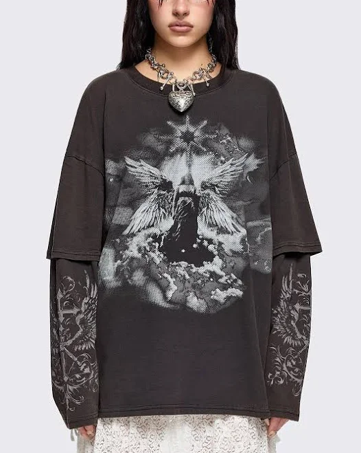 t-shirt Minga London Saint Graphic Layered T-Shirt Minga London US $71