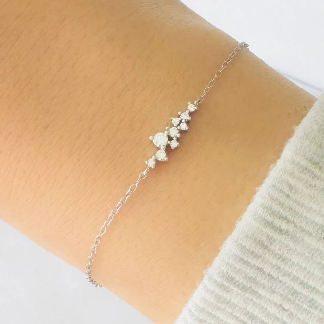 accessory Minimalist Dainty Cluster Silver Bracelet Etsy - Seller $21.25