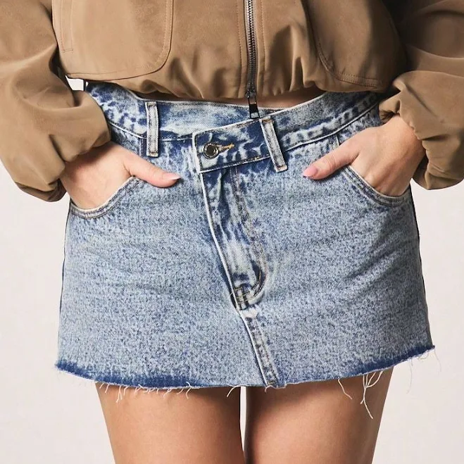 skirt Missguided Vintage Washed Asymmetric Raw Hem Denim Mini Skirt missguided $16.33