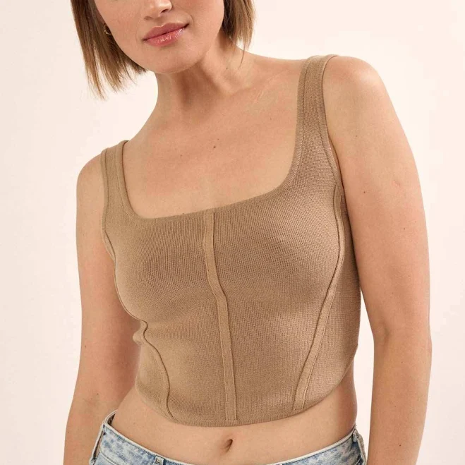 corset top Shaper Fit Square Neck Rib-Knit Tank Top ShopPromesa $46