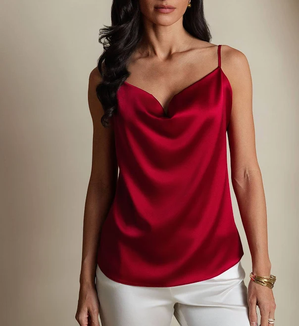 top Silksilky Women's 100% Silk Cowl Neck Cami SilkSilky $59.95