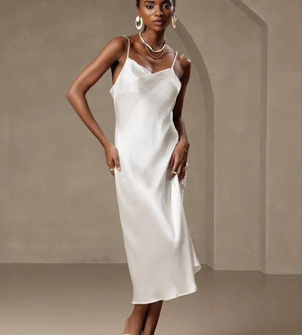 dress SilkSilky Women's Pure Silk Cowl Neck Midi Dress SilkSilky $99.95