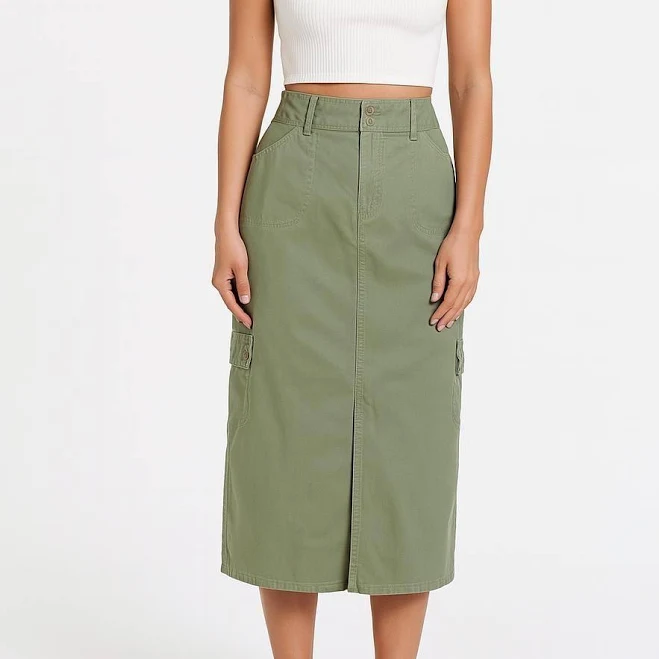 skirt St. John's Bay Skirts | Y2k Vintage Olive Green Khaki Cargo Midi Skirt | Color: Green | Size: M | Poppycockmodern's Closet Poshmark $54