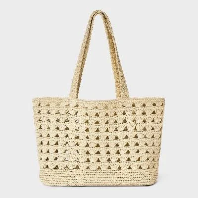 bag Universal Thread Straw Scallop Woven Tote Handbag Target $28
