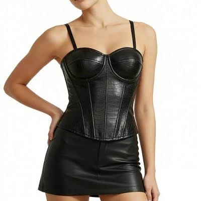 corset top Women's Faux Leather Corset Top Sweetheart Neck Target $33.99