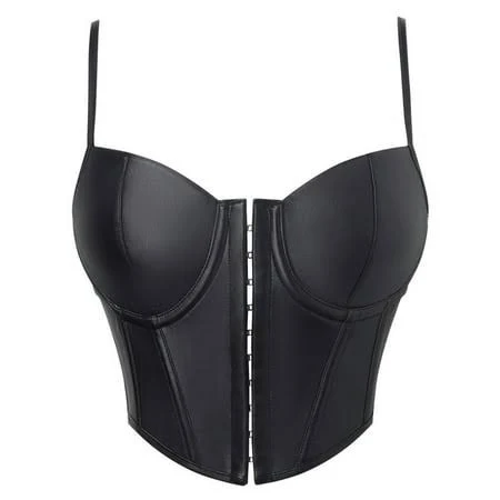 corset top Women's Faux Leather Spaghetti Strap Overbust Corset Top Walmart - TrendyWear $18.19