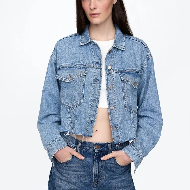 denim jacket Women's Ultrasoft Icon Denim Crop Jacket by Gap Gap $44
