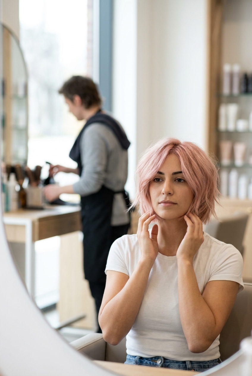 chin-length italian bob haircut in soft rose gold with textured ends for summer 2026