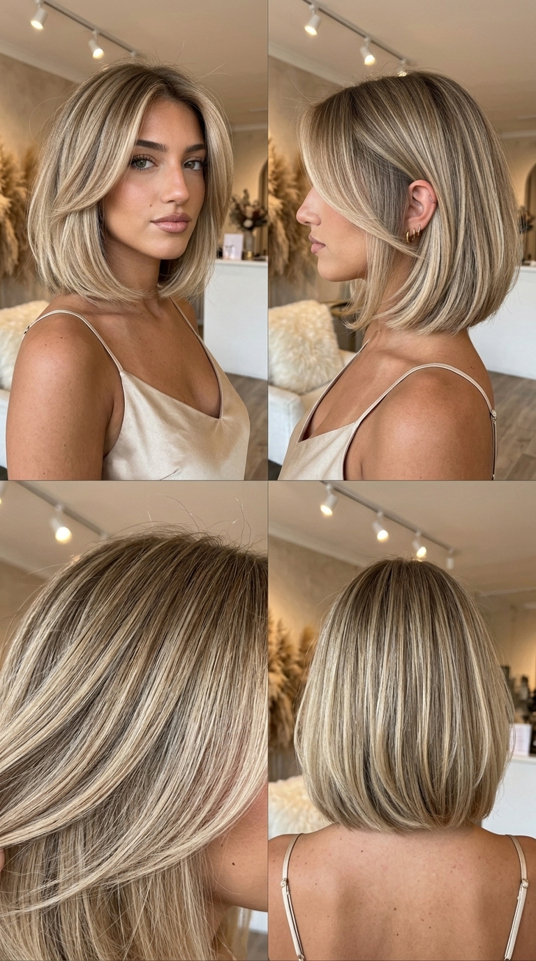chin-length italian bob haircut in sandy blonde with root melt for summer 2026
