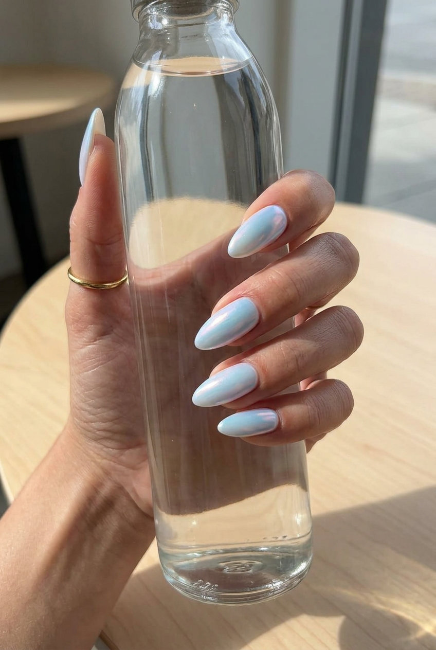 Oceanic Glazed Donut Nails 2026 | Ethereal Summer Chic Oceanic glazed donut nails for shell summer nails 2026. Clean, ethereal look for daily wear.