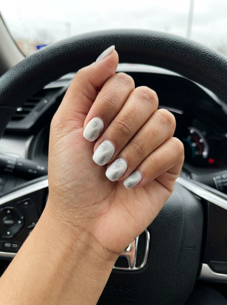 Solid Summer Nails 2026: Velvet Cloud Round Nails Chic milky white velvet round nails for a minimalist solid summer nails 2026 look. Ideal for daily wear and work.