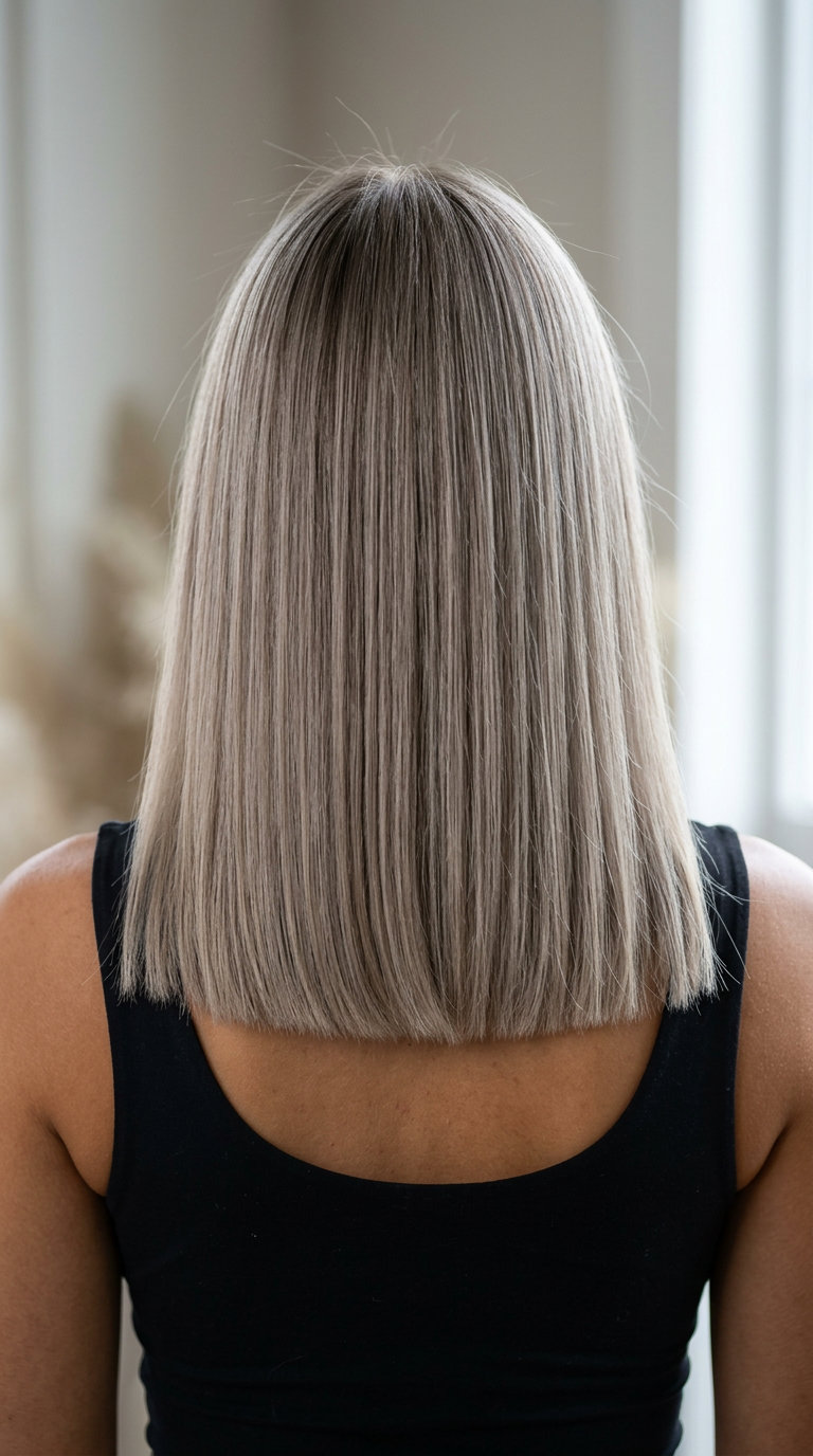 Stone Blonde Babylights Hair 2026 long ash blonde babylights with matte stone tone, natural root, no fringe — understated