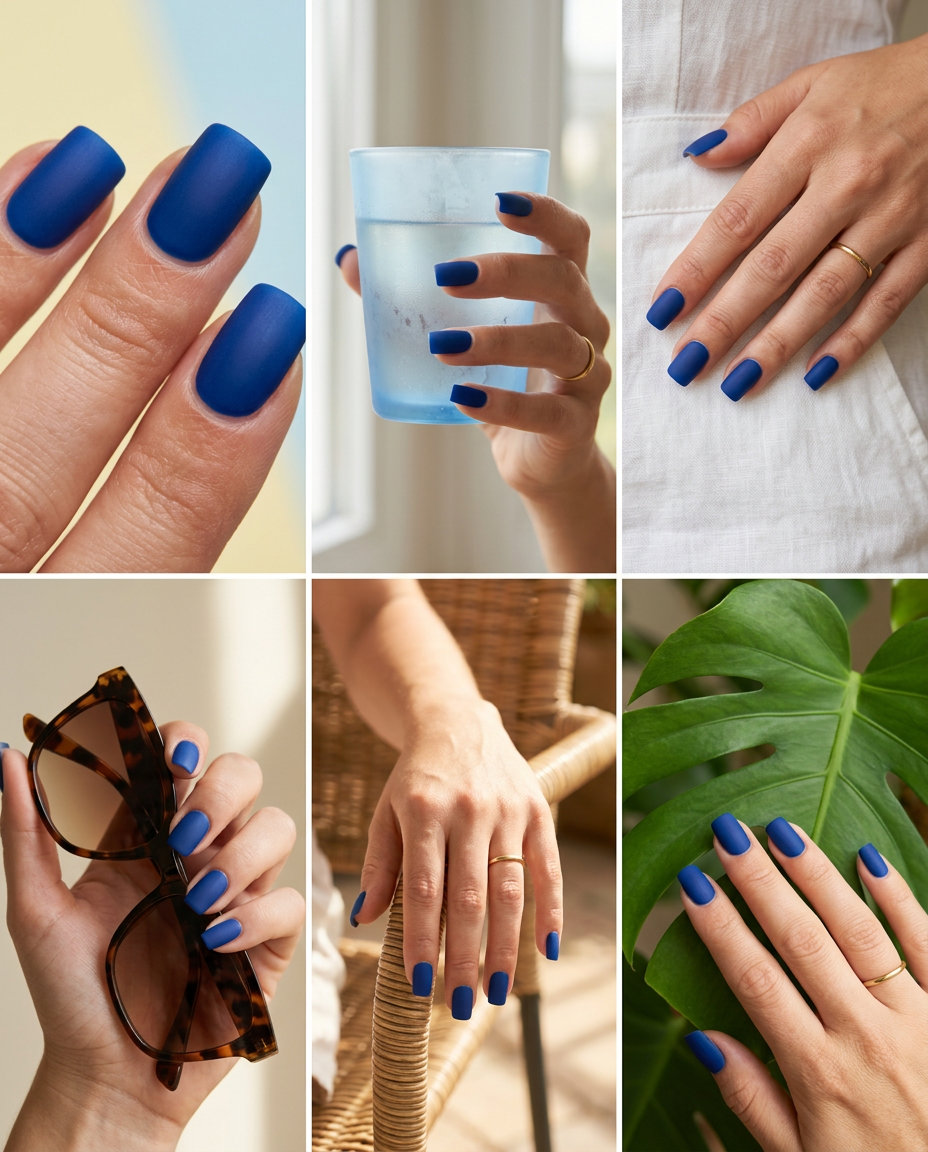Matte cobalt blue nails are sophisticated summer colorful nails designs 2026 for any occasion.