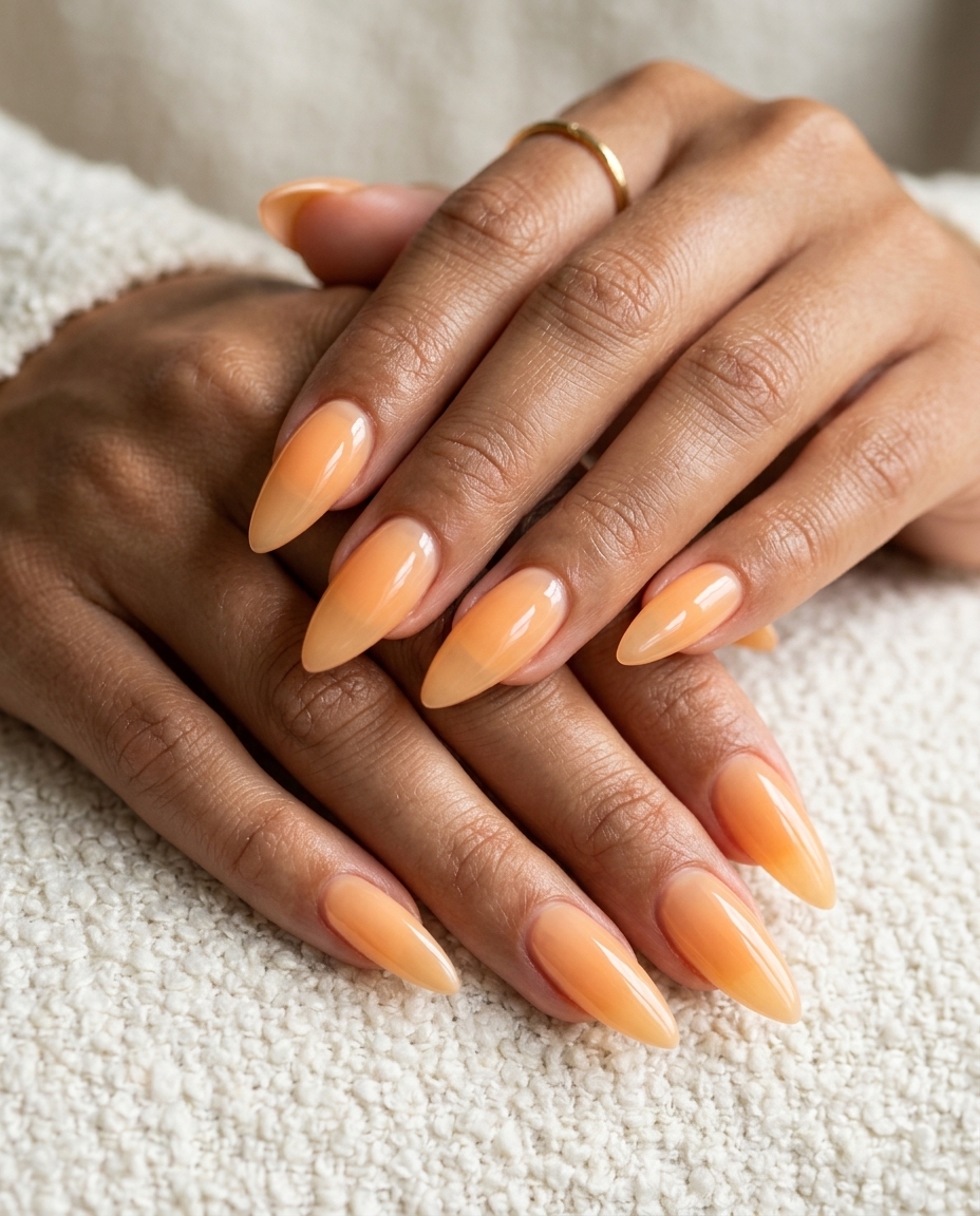 Summer Elegant Nails 2026: Juicy Apricot Jelly Sultry juicy apricot jelly stiletto nails for summer elegant nails 2026 vacation.