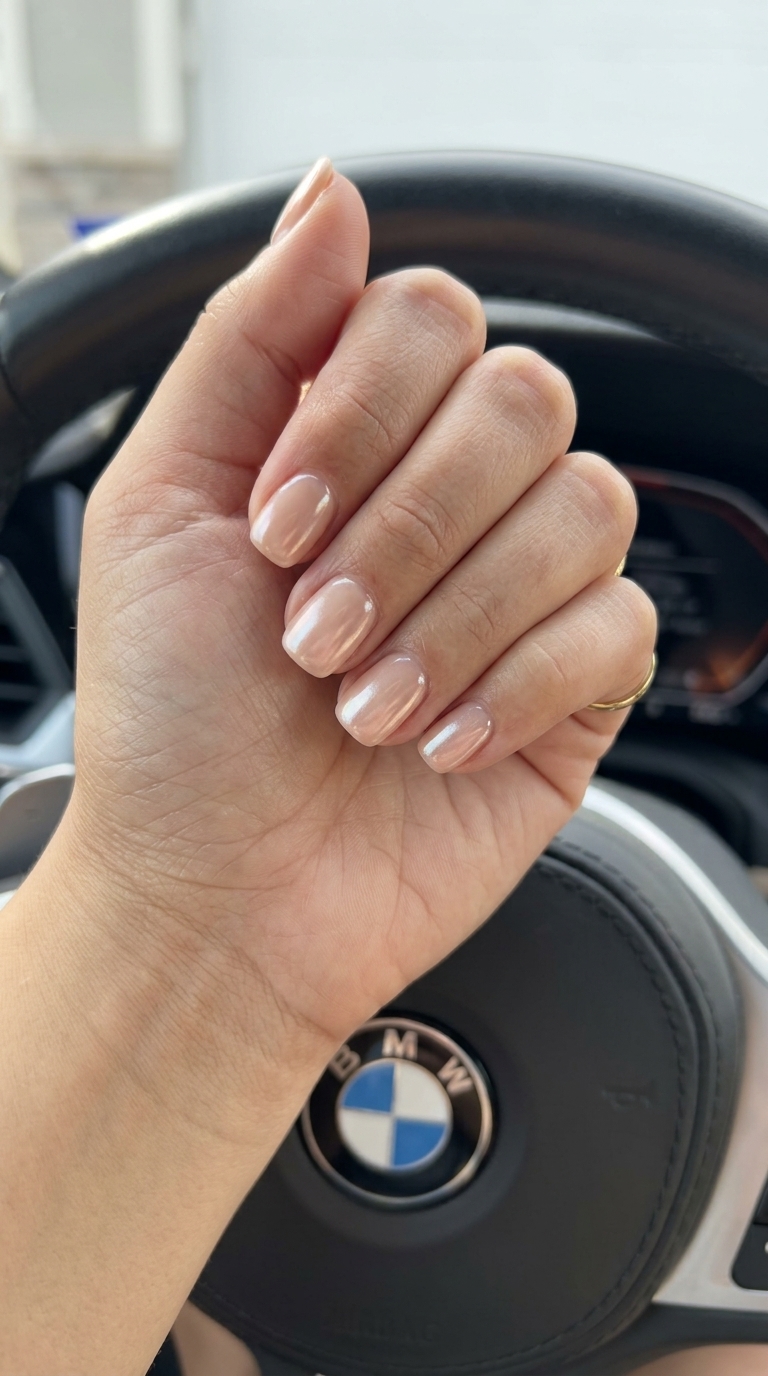 Nude Glazed Donut Nails 2026: Chic Summer Style Nude Glazed Donut Squoval nails for summer elegant nails 2026. Sheer nude with pearlescent shimmer for daily, work, casual.