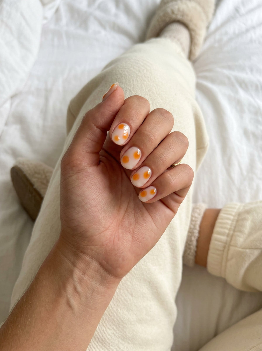 Citrus Jelly Dots nails: playful summer manicure colors 2026 for vacation.