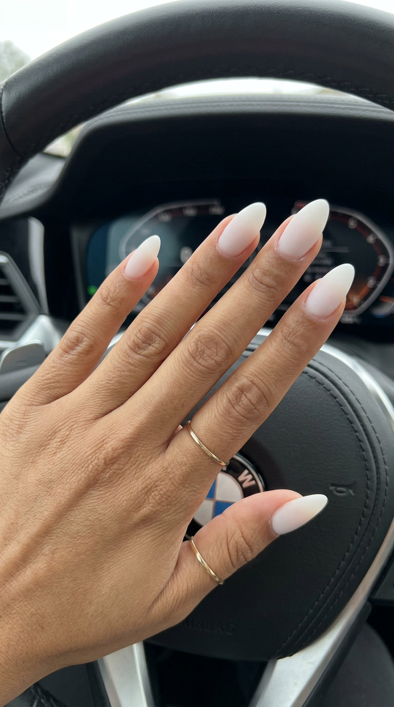 Dusty rose minimalist dot nails for summer matte nails 2026. Short squoval shape.