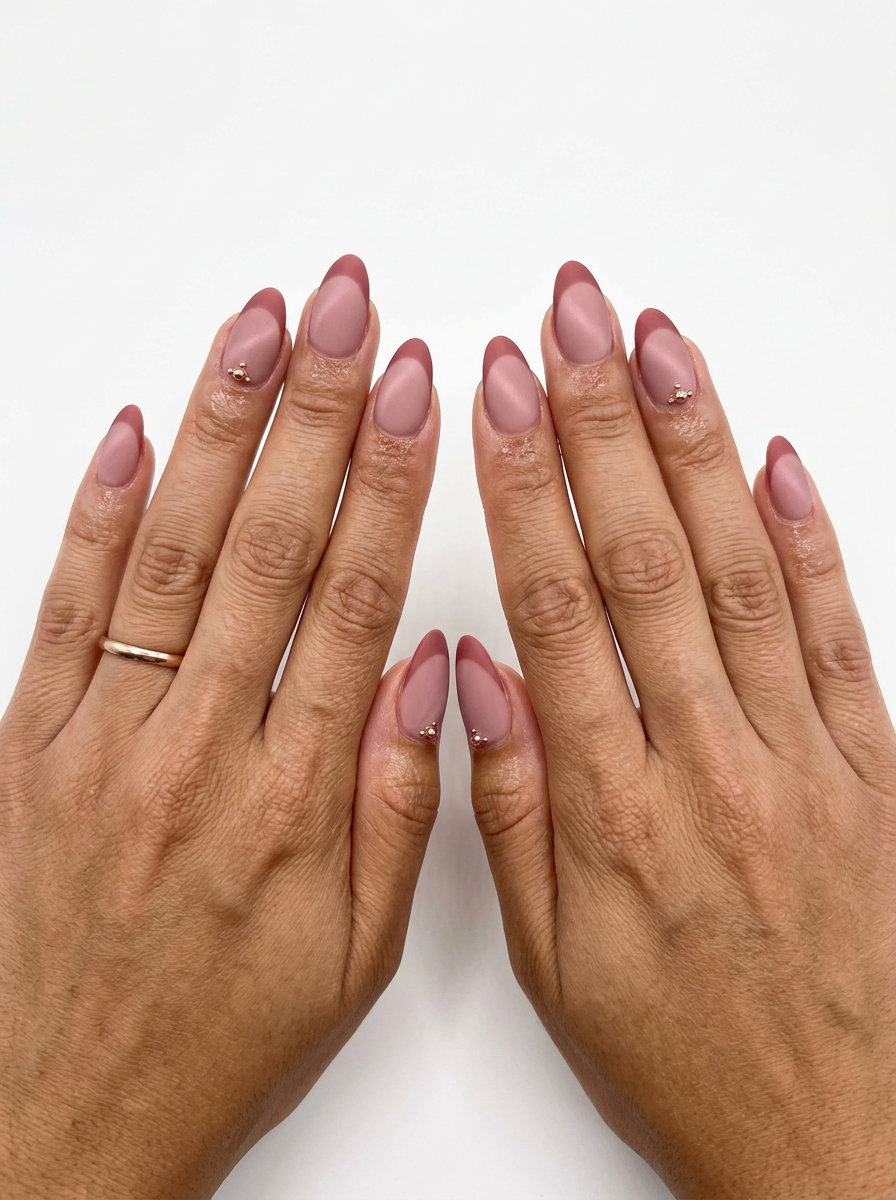 Dusty rose velvet matte French tip nails for summer matte nails 2026 wedding guest.